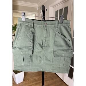 Rock & Republic Green Cargo Utility Mini Skirt Size 6 Womens Cotton Stretch